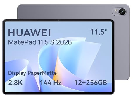 HUAWEI MatePad 11.5 S 2026 Tablette 2.8K, 144Hz Écran PaperMatte Haute définition, 12+256GO, 8800 mAh Batterie, 40W Supercharge, WiFi 6+, Bluetooth 5.2, Notes, GoPaint, Garantie de 30 Mois