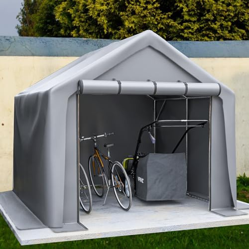 Garagenzelt Winterfest 244x241x217 cm – extra großes Carport Zelt mit verzinktem Stahlrahmen, wasserdichte Zeltgarage mit Rolltor, robuster Fahrradschuppen für Garten & Hof