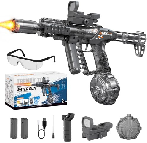 WUQNGI Pistola de Agua Electronica, Splash Force Electric Water Gun Potente, Automatica con Luz LED de Llama, Gran Depósito, Piscina, Playa Exteriores y Jardín Juguete de Verano para Niños y Adultos