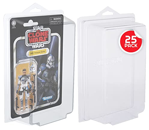 EVORETRO Action Figure Display Case for 3.75 in Carded Toy Figures Such as Star Wars, Marvel Legends, Motu, GI Joe, Durable Plastic Retro Blister Protective Cases