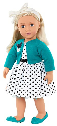 Our Generation - Rubinrot - 46 cm-Puppe - Blondes Haar & Blaue Augen - Retro-Kleid Outfit - Vorgetäuschtes Spiel - Spielzeug für Kinder ab 3 Jahren