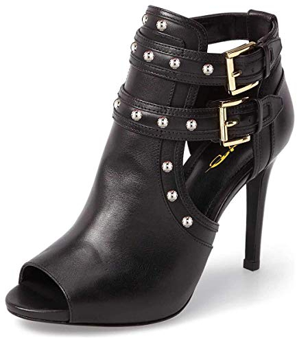 XYD Donne Peep Toe Stivaletti Tacchi Alti Fibbia Doppia Cinghie Ritaglio Moda Pompe Club Partito Scarpe US Taglia 4-15 M, nero (Borchie nere), 42 EU