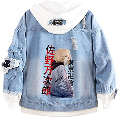 Fancyland Veste Toman Tokyo Revengers, Hoodie en Jean Tokyo Manji Sweat avec Capuche Japonais Manga Déguisement Cosplay Adulte