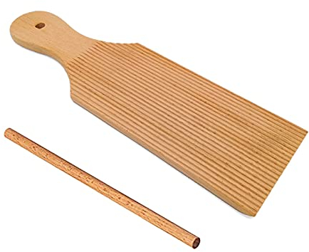 Souhgaue Noodles Wooden Butter Table and Popsicles Easily Make Homemade Pasta and Non-Stick Butter Pasta Board Gnocchi Roller