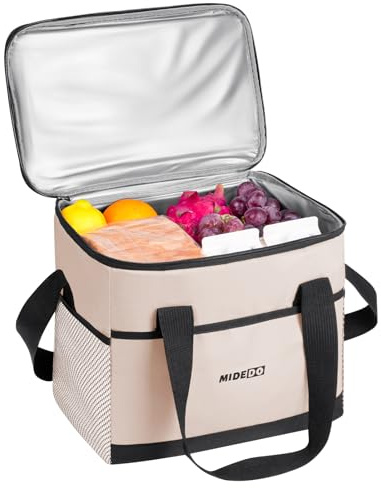 HOTUT Cooler Bag,17.5L Insulated Lunch Bag, Picnic Bag, Reusable Leakproof Lunch Tote Bag with Side & Front Pockets, Insulated Picnic Lunch Bag, Dual Compartment Thermal Bag for Lunch/Work/School