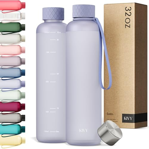 KIVY Borraccia 1 litro - Antigoccia e Antiurto – Perfetta per Sport, Scuola e Ufficio - Borraccia Palestra - Bottiglia 1 Litro - Bottiglia Acqua - Plastica Borracce Sportiva 1l - Senza BPA - Blu