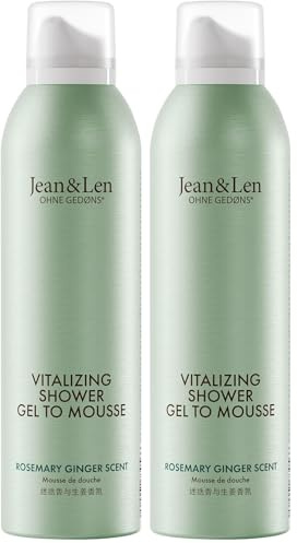Jean & Len Shower Soufflé Rosmarino & Zenzero, con olio di mandorle, jojoba e babussa, per una profumata esperienza di pulizia, doccia schiuma, senza parabeni e siliconi, 200 ml (Confezione da 2)