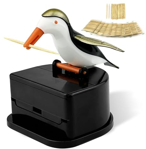 cersaty Zahnstocherspender, Kunststoff Zahnstocherhalter Vogel Zahnstocher mit 100 STK Zahnstocher für Küche, Zuhause, Party, Lustiges Geschenk(Die passende Zahnstocherlänge ist 6.3-6.7cm)