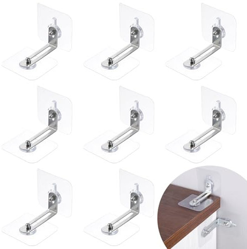 8 Stück Kippsicherung Möbel, Kippsicherung Möbel Ohne Bohren Wandbefestigung Schrank Transparent 5.7x5.7cm