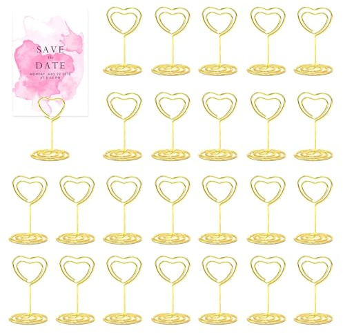 Lot de 36 supports pour cartes de table, porte-photo, porte-menu, porte-photo avec pinces, porte-cartes de mariage, porte-cartes de table doré pour mariages, marque-places, mémo, anniversaires (cœur