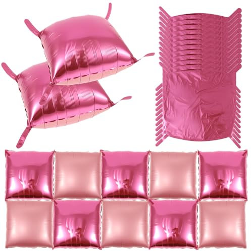 Palloncini in pellicola rosa, 55 x 55 cm, sfondo quadrato da parete Mylar palloncini, riutilizzabili in alluminio per laurea, matrimonio, compleanno, festa (24 pezzi)