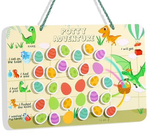 Reusable Magnetic Potty Training Chart, Made of EVA Foam - Includes Hanging Rope and Strong Double Sided Glue Dot, Durable and Engaging Toddler Potty Training Reward Board (Dinosaur)