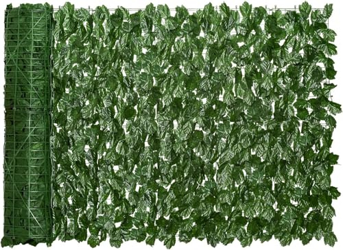 Vinclus Künstliche Efeu Garten Sichtschutz,Balkon Sichtschutz,Künstliche Efeu Blatt Dekoration für Gartenhecken Balkon Außendekoration 100 x 300 cm