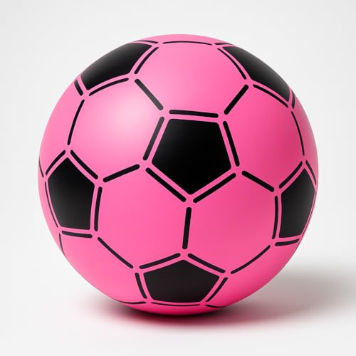 STUWU Pinker Mädchen-Fußball aus Kunststoff Ø 20 cm – Leichter Plastik-Spielball für Kinder – inkl. Ballnadel