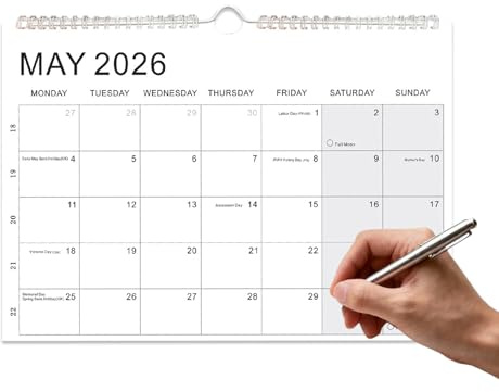 Calendario da Parete, Pianificatore Mensile per Organizzazione con Carta Spessa, Calendario Per La Pianificazione Familiare, per la Pianificazione di Casa, Ufficio, Famiglia, Aula, Camera da