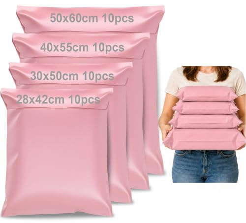 XRXYMQ 40 Piezas Bolsas Envío Vinted, Set de 4 Tamaños para Ropa | Bolsas de Envío Impermeables y Opacas, Sobres Autoadhesivos para Textiles, Boutiques y Productos