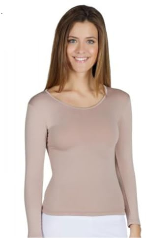 YSABEL MORA Camiseta Térmica para Mujer de Manga Larga. Térmico con Interior Afelpado para Invierno. Ropa Térmica de Frío Extremo para Deporte y Nieve. Color Visón. Talla S.