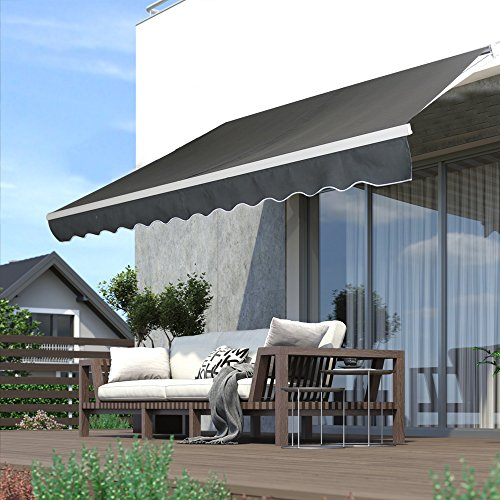 hengmei Aluminium Marquise Store Store pour le Balcon Protection solaire Store banne Bras articulé Store d'ombrage 360*300cm gris foncé