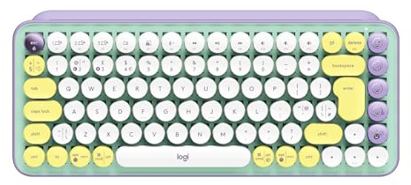 Logitech POP Keys Mechanische kabellose Tastatur mit anpassbaren Emoji-Tasten, US QWERTY-Layout - Grün/Lila