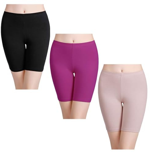 wirarpa underbyxor, cykelbyxor, boxershorts, för damer, hög midja, bomull, shorts, trosor, långa underkläder, storlek S–5XL, Flerfärgad 19-3-pack, S