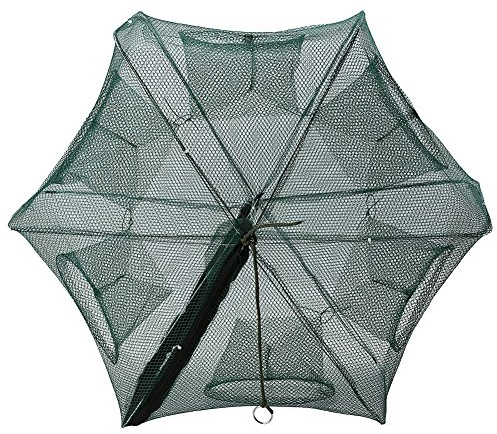 Yosoo Health Gear Faltbare Köderfischreuse, Faltbare Nylon-Fangnetzfalle mit 6 Löchern zum Fangen von Schmelzaale Krabbenhummerfischgarnelen und Langusten(6 Holes)