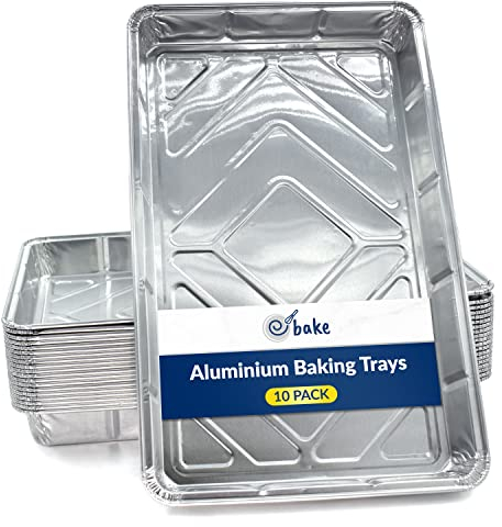 ebake Aluschalen – 10 Stück Einweg Alu Grillschalen (32 cm x 20 cm x 3,3 cm) – Große Grillschale alu zum Backen, Braten, Kochen, Grillen, Grillen und Aufbewahren von Lebensmitteln