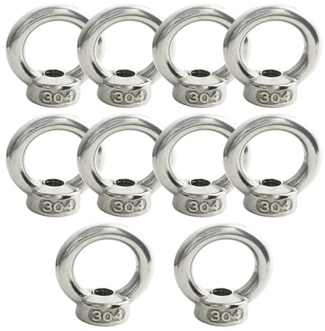 Floyutin M4 (5/32) EyeNut Stainless Lifting Eye Nuts Thread Ring Shoulder for Mounting Anchor Point,10 Packs