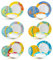 Foodesign Service d'assiettes de 18 pièces en porcelaine décorée, 6 places de table avec décorations et couleurs différentes, collection Picasso