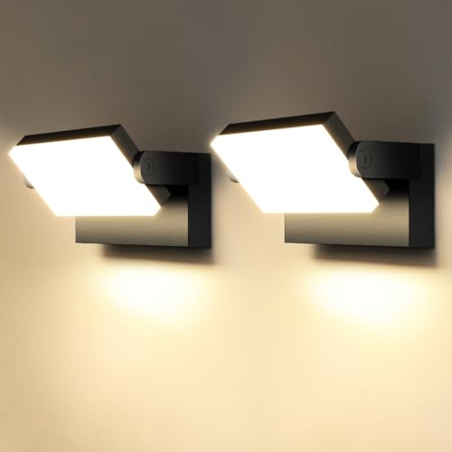 Kingwei 40W 2 Pezzi Applique da Parete LED Esterno Interno IP65 360° Regolabile Applique Esterno in Lampada da Parete 3000K per Terrazza Garage Giardini [Classe di efficienza energetica E]