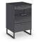 Rauch Möbel Modern by Aditio Nachttisch, Nachtkommode, Schlafzimmermöbel, Nachttisch, 3 Schubladen, mit Glasfront, Soft-Close, Kufenfuß, Farbe Glas Basalt/Grau metallic, Schwarz, 47x73x44cm