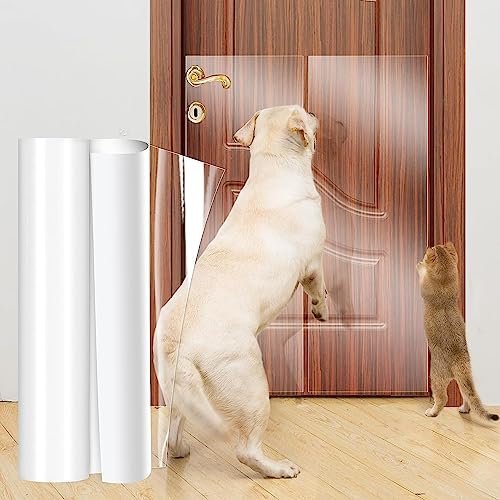 Uross Door Protector from Dog Scratching- 20CM X500CM Cat Scratch Furniture Protector, Dog Door Protector Scratch Guard, Transparent Self Anti-Scratch Cat Furniture Protector Tape for Window