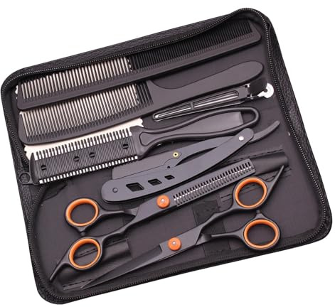 usefulbeauty Kit di forbici per tagliare i capelli, set di forbici per tagliare i capelli | Cesoie piatte Cesoie per denti,Taglio della barba in acciaio inossidabile per modellare la toelettatura,