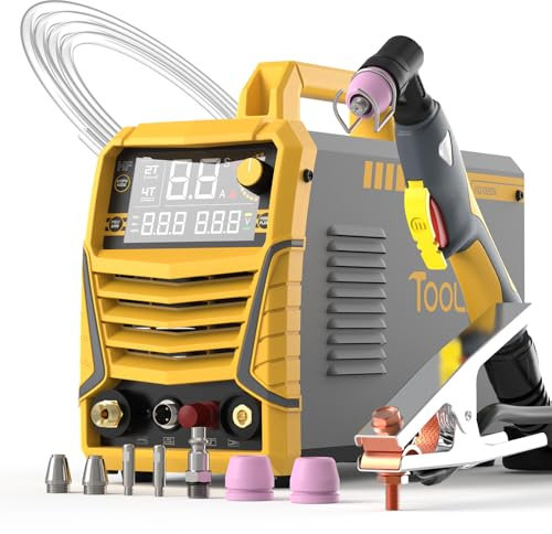 TOOLIOM Plasma Cutter, Non Touch Pilot Arc, Large LED Display 50 Amps Cutter Machine with 110/220V Dual Voltage, IGBT Maximum 3/4 Inch Clean Cut DC Inverter Cutting Machine