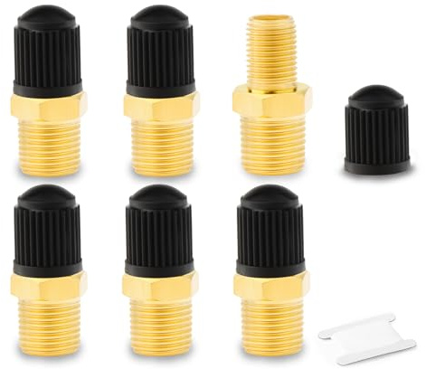 GORAGUCHI 6PCS 1/8 NPT Tank Valve, Anti-Corrosion Brass Schrader Valve with 1/8 Male NPT, for Air compressor/Air Tanks Tools