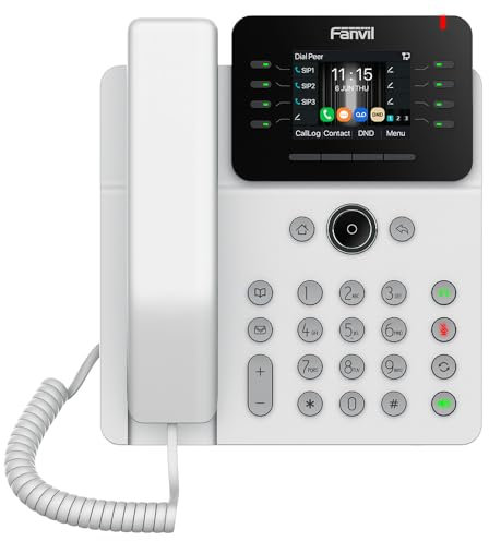 Fanvil V62G Prime Business IP Phone White, 2.8 Color Screen, 12 SIP Lines, 7 line Keys Plus 1 Page Key, 21 DSS Keys, Dual gigabit, PoE, IPv4&IPv6