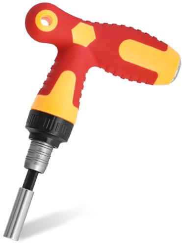 Hakkin Cacciavite a cricchetto con impugnatura a T, 1/4, con prolunga regolabile, cricchetto ad alta coppia, trasmissione a 18 denti, coppia massima 20 Nm, tenuta magnetica materiale antiscivolo