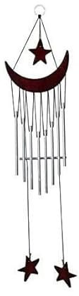 Carillon a Vent pour Maison Lune Étoile 9 Tubes Bois Chapelle Extérieur Jardin Cloches Vent Carillons Cour Décor À La Maison Heureux Cadeaux Décoration Décoration Intérieure(Rot)