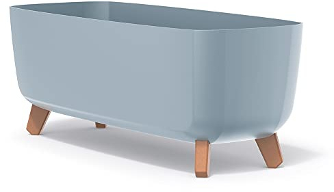 Tymar Blumentopf rechteckig mit Füßen Übertopf mit Beinen Blumenkübel länglich außen (Grau; 40 cm)