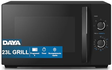 Daya, DMMG2381MB, forno microonde con grill, 23 litri, 9 programmi, funzione scongelamento