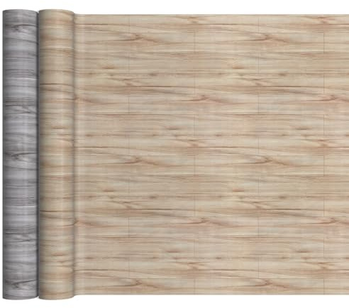 Revêtement de sol en PVC - Vendu au mètre - Revêtement de sol en vinyle - 140 cm de large - Aspect bois - Beige - 100 x 140 cm