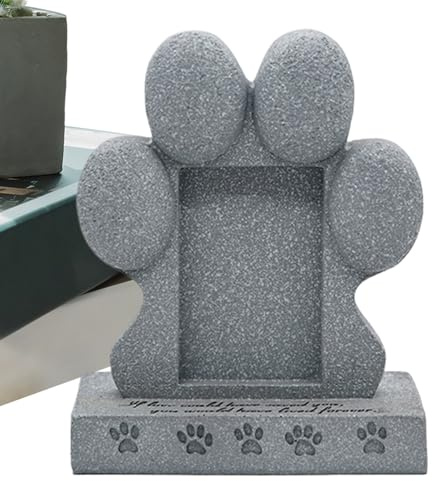 Generico Pietra da Giardino per Cani - Lapide commemorativa Animali Domestici in Resina con Cornice Foto, Elegante Design inciso, lapide Resistente alle intemperie Esterni | Gatto e cort