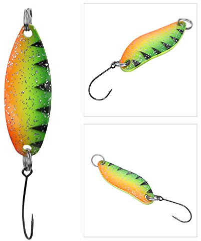aqxreight Trout Lures Trout Blinkers for Fishing Lures for Trout3 5g/3 4cm Variety of for Fishi Blinkers for FishingTrout for TroutTrout LuresTrout Spoons (Orange green panther pattern)