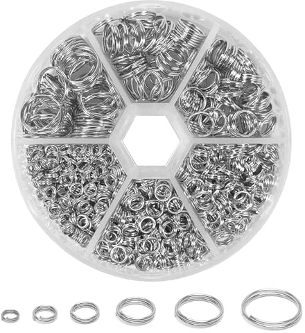 Redamancy 690 Pièces Anneaux Porte Clé, Anneaux Ouverts Doubles Métal, 4 5 6 8 10 12 mm Anneaux Porte-Clés avec Boîte de Rangement, pour Fabrication de Bijoux DIY Réparation de Porte-Clés et Créatifs