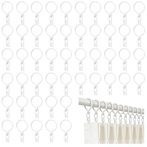 50PCS Gardinenringe Mit Clips Weiß Mit Haken Für Vorhangstangen