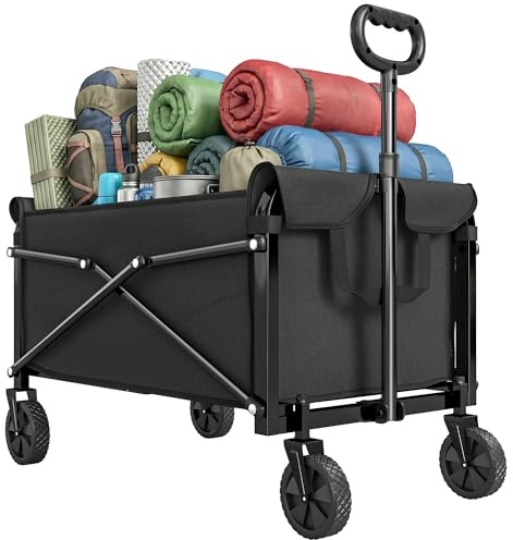 Outsunny Chariot de Festival 81L sur Roues Pliant Jardin 50kg Noir
