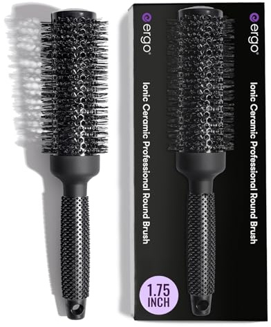 ERGO Ceramic Ionic Round Brush for Blow Out - Salon Quality Hair Brushes for Women - Roller Brush for Blow Drying, Wet and Dry Hair Styling, Volumizing Hair Care - ER43: 1.75