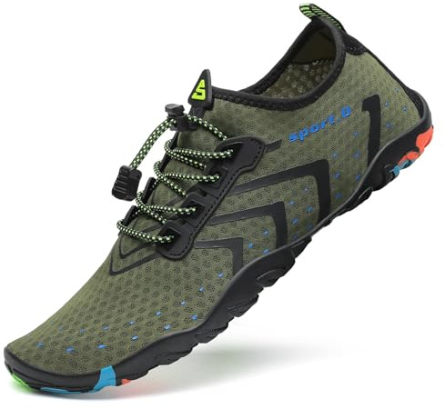 SAGUARO Scarpe da Immersione Donna Uomo Rapida Asciugatura Slittata Scarpette da Acqua per Nuoto Piscina Spiaggia Surf Verdescuro 39 EU