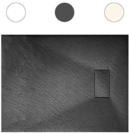PIATTO DOCCIA EFFETTO PIETRA ARDESIA SMC RESINA 70x90 70x100 70x120 70x140 80x120 80x140 80x160 BEIGE TORTORA NERO ANTRACITE BIANCO GRIGIO (80x140cm, Bianco)