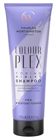 Charles Worthington ColourPlex Toning Violet Shampoo, Tone and Brighten, Purple Shampoo for Blonde Hair, Salon Toning Shampoo for Blondes, 250 ml