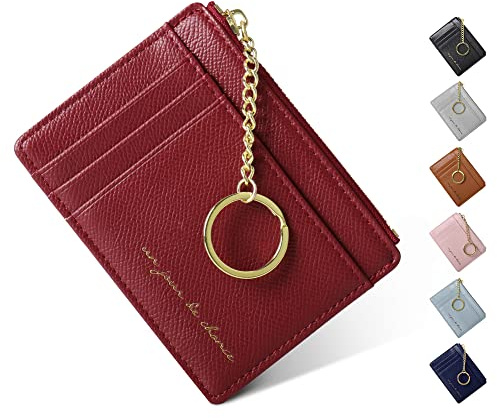 Gadom Ladies Purse, Women's Wallet RFID Blocking 8 Cards Slim Minimalist Card Holder Zipper Coin Pocket Small Change Wallet with Keyring for Cash, Cion, Card, Bill